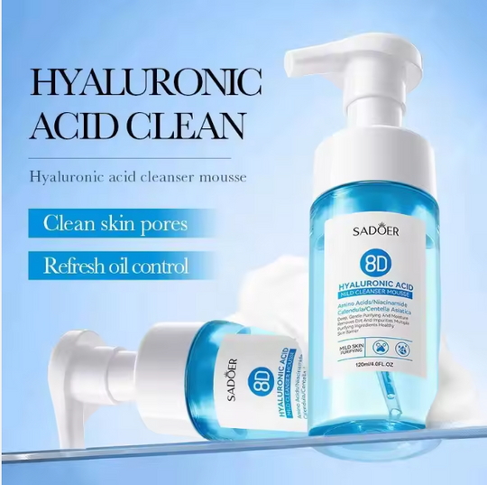 SADOER Korean Skincare Rich Daily Deep Cleansing Bubbles 8D Hyaluronic Aacid Mousse Cleanser for Men and Women