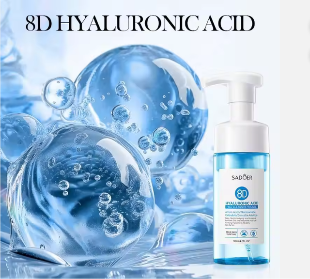 SADOER Korean Skincare Rich Daily Deep Cleansing Bubbles 8D Hyaluronic Aacid Mousse Cleanser for Men and Women