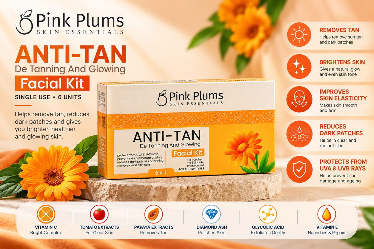 Pink Plums Anti-Tan De Tanning & Glowing Facial Kit 55g
