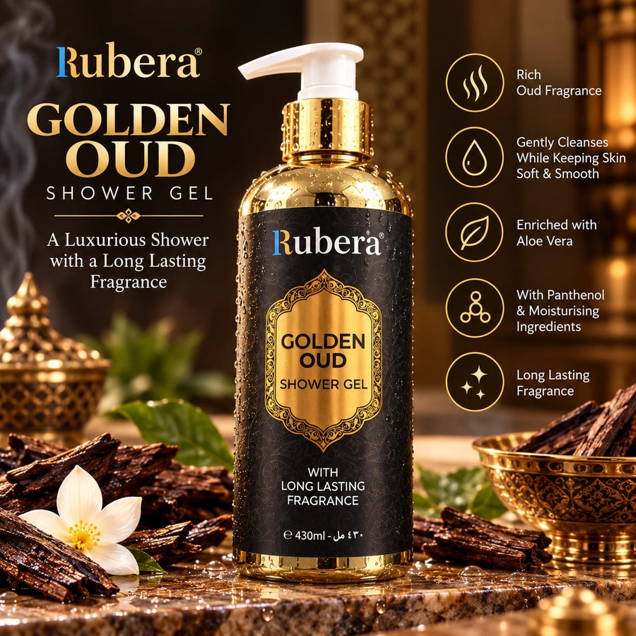 Rubera Golden Oud Shower Gel 430ml | Long Lasting Fragrance