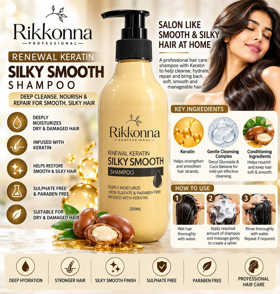 Rikkonna Professional Renewal Keratin Silky Smooth Shampoo 250ml