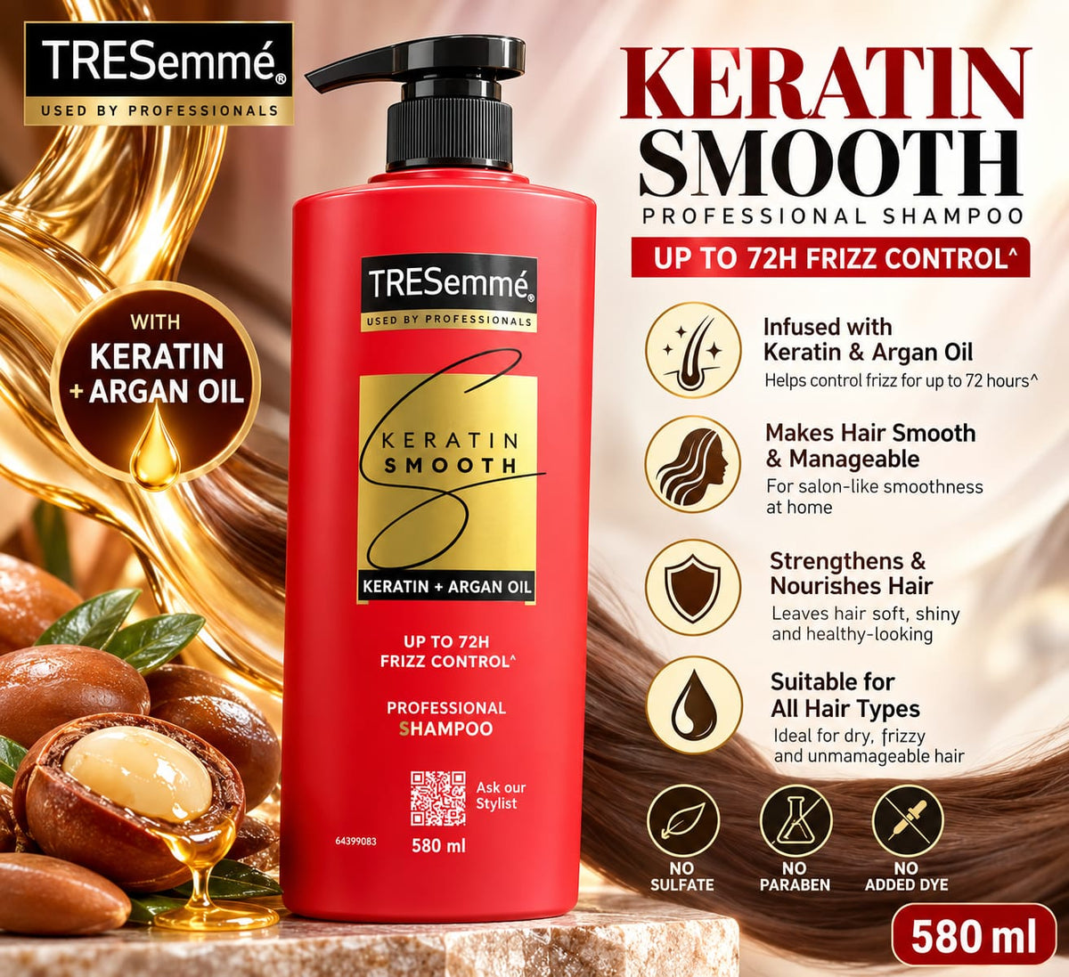 TRESemmé Keratin Smooth Professional Shampoo 580ml