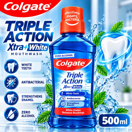 Colgate Triple Action Xtra+ White Mouthwash 500ml | Zero Alcohol