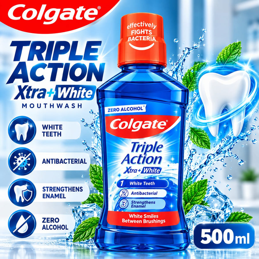 Colgate Triple Action Xtra+ White Mouthwash 500ml | Zero Alcohol