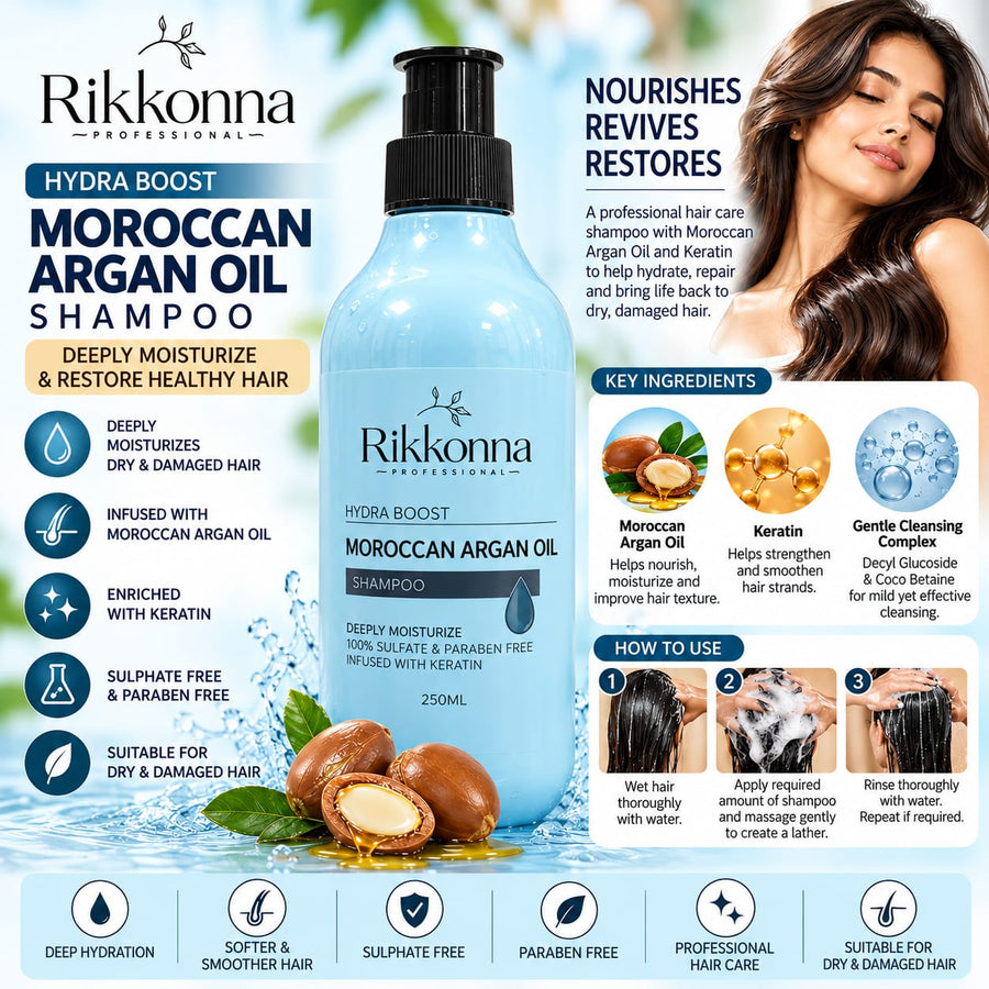 Rikkonna Hydra Boost Moroccan Argan Oil Shampoo 250ml