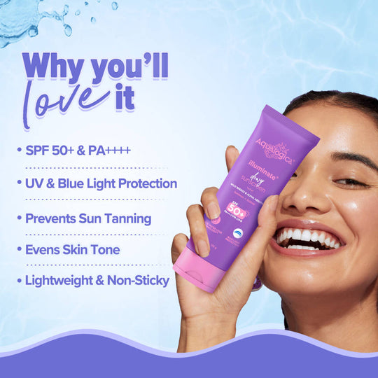 AQUALOGICA ILLMINATE+ DEWY SUNSCREEN SPF 50+ PA++++ 50G